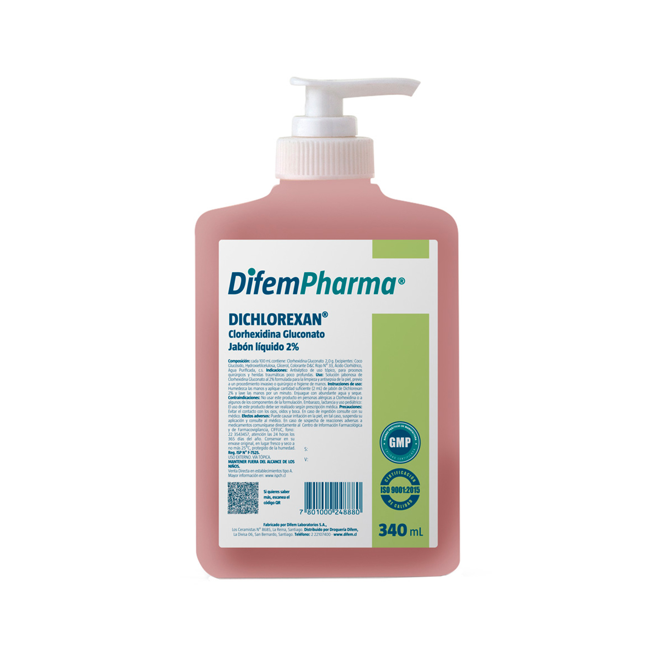 Dichlorexan Jabón Líquido 2% es un antiséptico formulado a base de Clorhexidina Gluconato, lo que le confiere una potente acción antimicrobiana, con efecto residual de 6 horas. Producto Hipoalergénico.